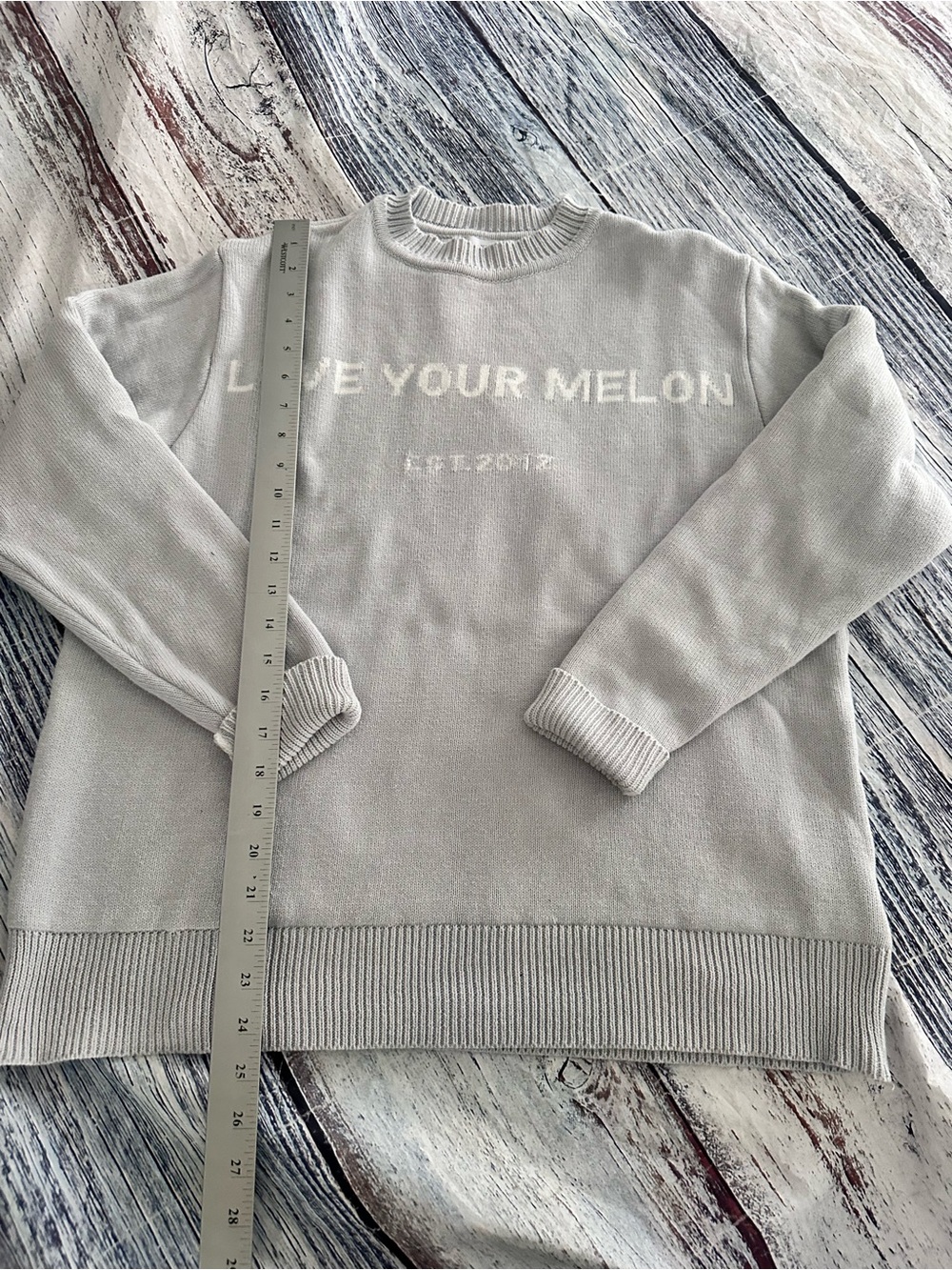 Love Your Melon Light Gray Logo Knit Sweater - Picture 9 of 9